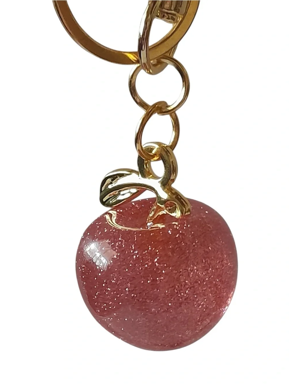 Glitter Apple Bag Charm Keychain 1pc